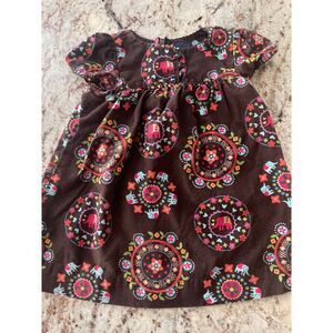 BabyGap Baby Girls Brown Elephant and Flowers Dress Size 12 - 18  Months Used